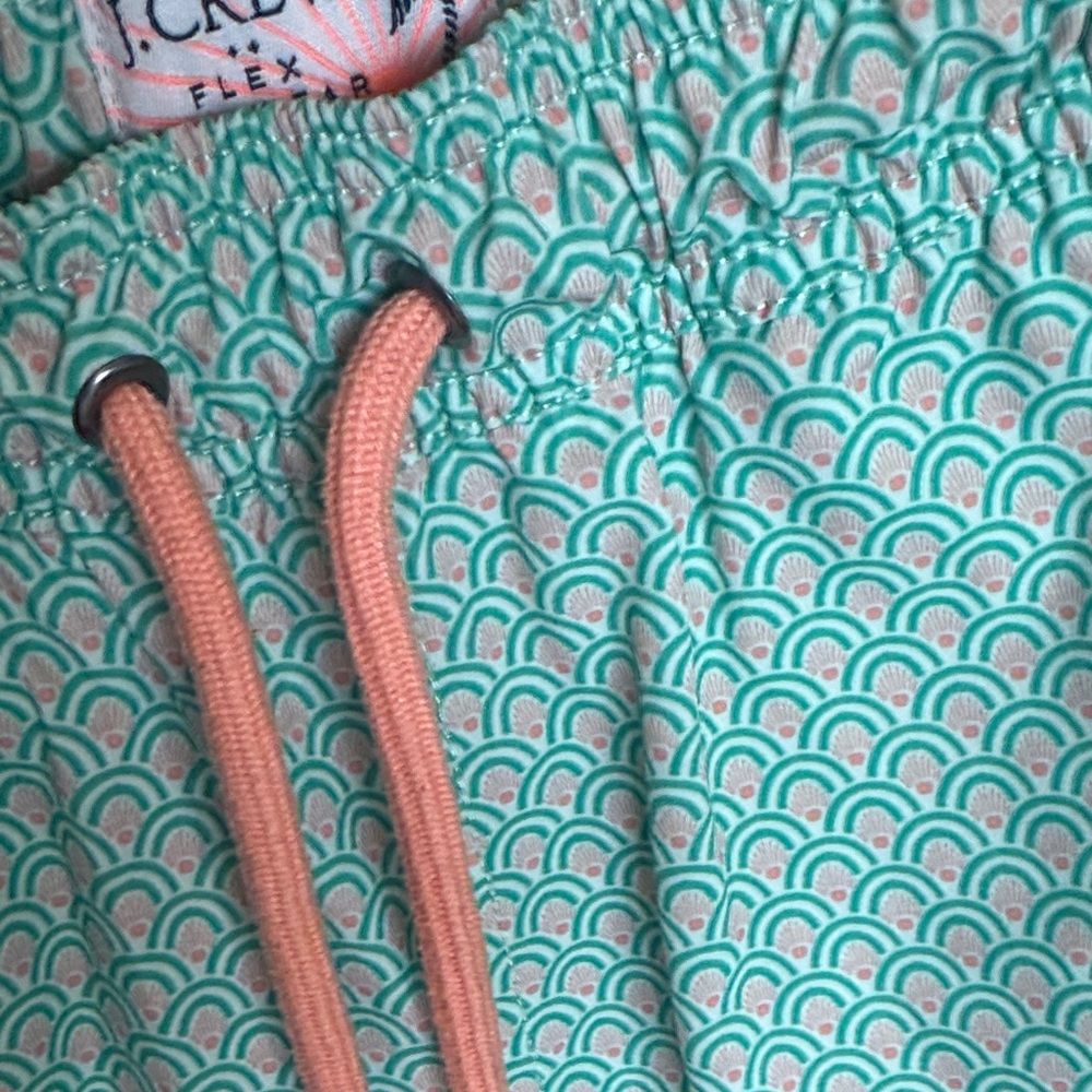 J. Crew Men’s Light Green and Orange Patterned Swim Trunks EUC - Picture 4 of 4